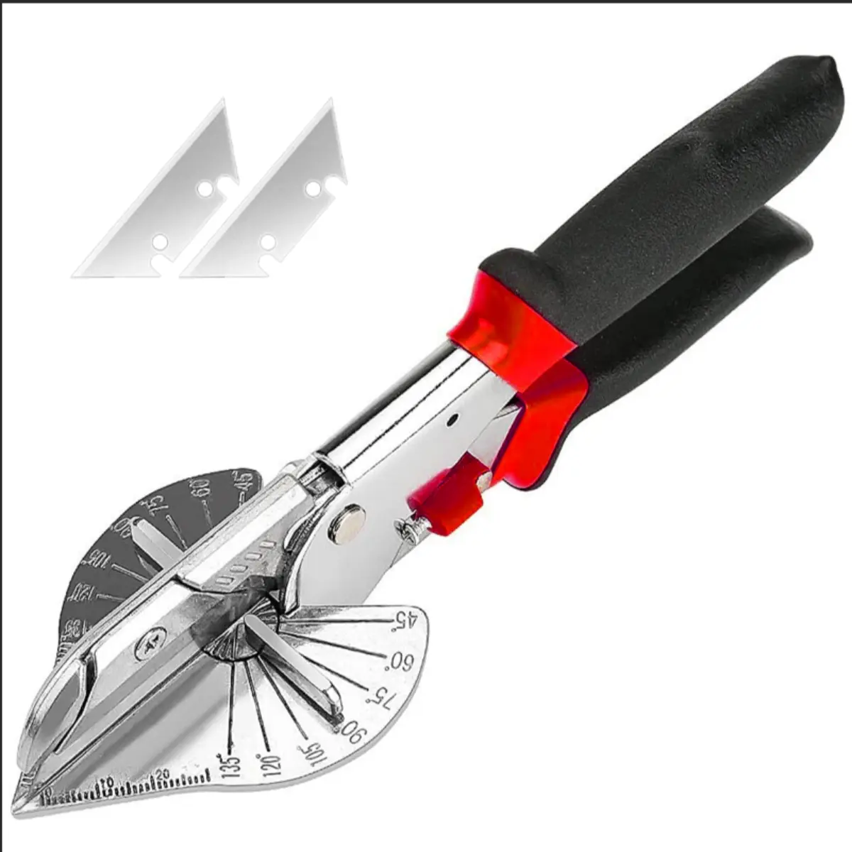 Replaceable Blade Miter Shears - 45°-135° Adjustable Angle Cutting Tool with Versatile Use for Moulding, Trimming Projects, Weather Stripping