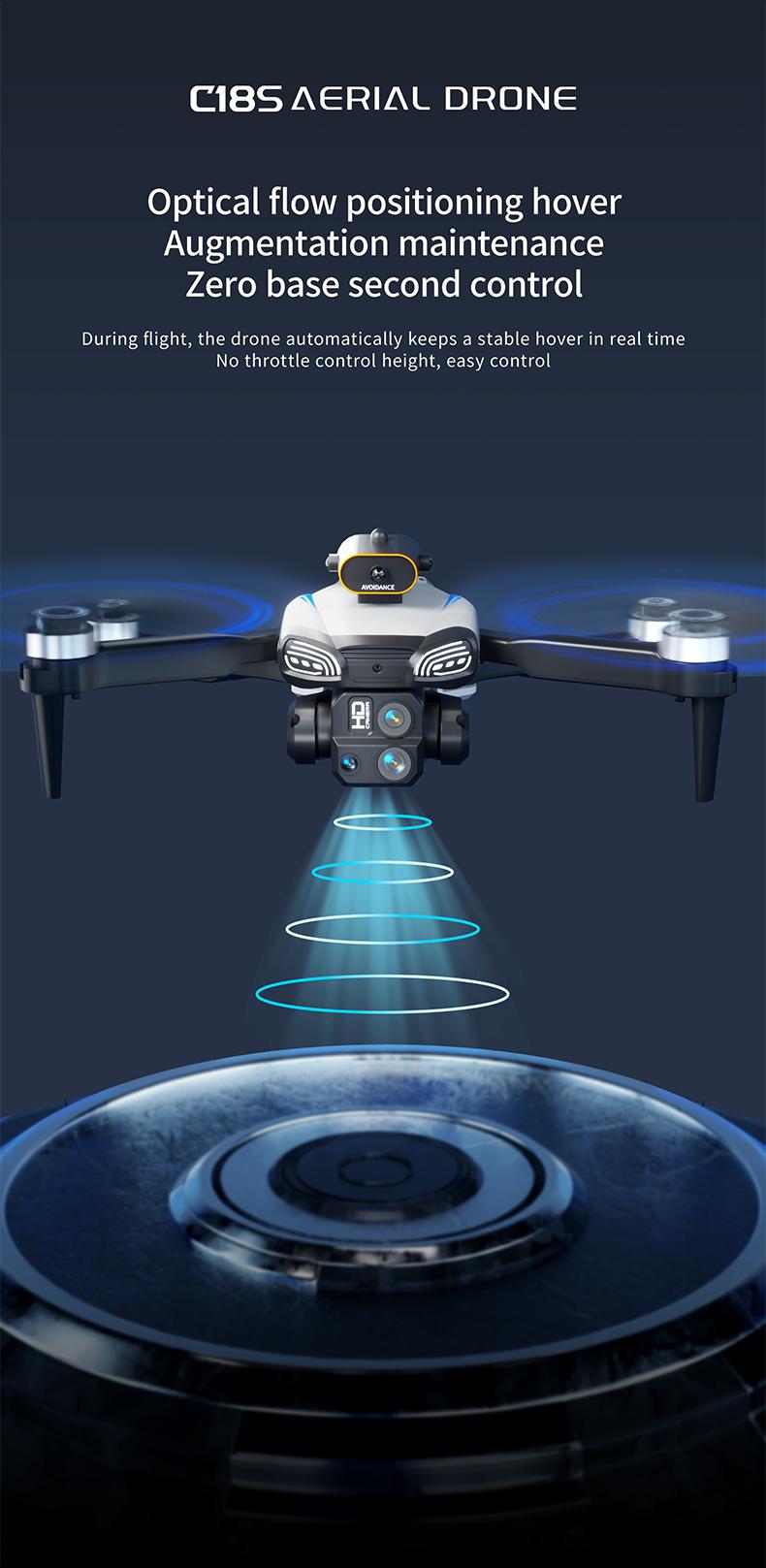 Aerial Drone C18s Pro 2026 - GPS Positioning, 4K UHD EISCamera, 5G WiFi FPV, Brushless Motors, Optical Flow Hover,Intelligent Obstacle Avoidance, Auto Return, 360° Stunt Roll,Two Batteries