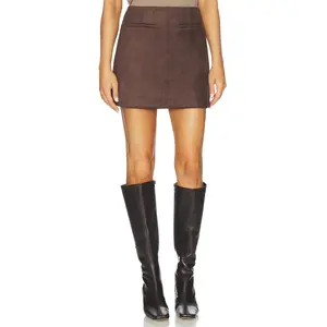 Elodie the Label Elodie Mina Faux Suede Mini Skirt in Deep Mahogany