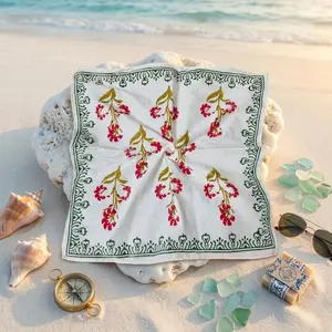 Hand Block Print Bandana | Floral Cotton Scarf | Indian Handmade Headscarf | Beach Bandana | Boho Hair Wrap