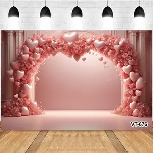 Photography Background Valentines Day Pink Sweet Love Heart Balloons Sweetheart Engagement Wedding Birthday Party Decor Backdrop Photo Studio