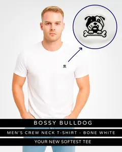 Men's Premium Pima Cotton Crew Neck T-Shirt – Luxury Soft Breathable Casual Tee with Embroidered Bulldog Logo | Classic White Shirt