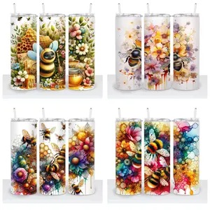 Bees Choice 20oz Tumbler with Lid & Plastic Straw - BPA Free, Reusable, Handmade, Not Dishwasher Safe