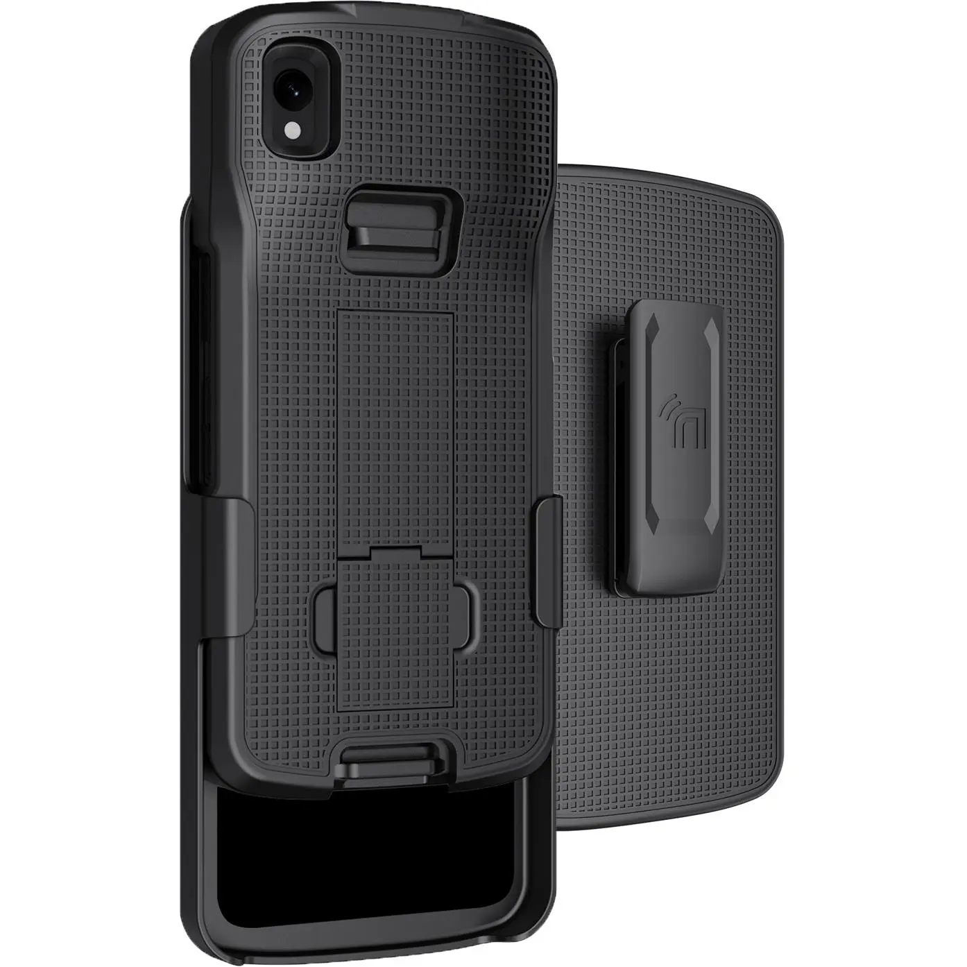 Case with Clip for Zebra TC22 TC27 Mobile Computer Scanner, Nakedcellphone Slim Hard Shell Cover with Kickstand and [Rotating/Ratchet] Belt Hip Holster Holder Combo