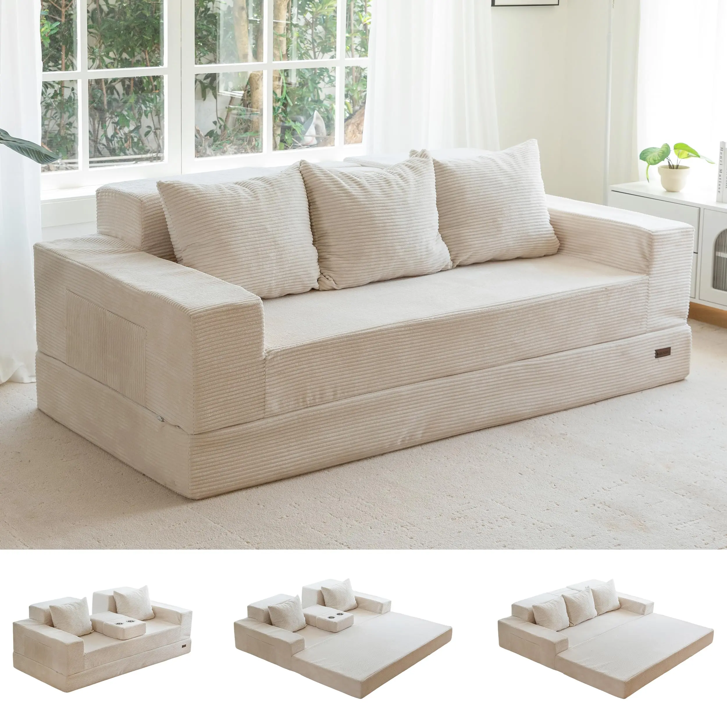 Beige-3 Seater