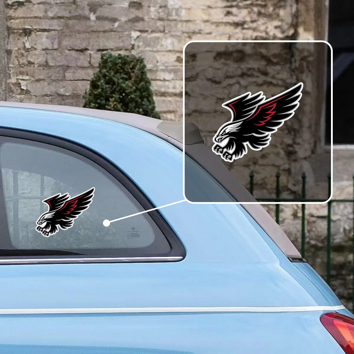 Flying Eagle Coating Sticker, 5.9x5.1 Inches, Self-adhesive Cartoon Eagle Logo, Suitable for Car Windows and Laptops, Durable and Weather Resistant Vehicles and Surface Decorations
