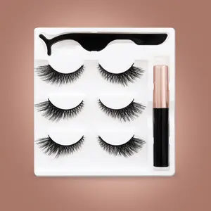 Magnetic Eyelashes with Eyeliner, 1 Box Reusable Natural Look Eyelash Extensions, Self Grafting Curl Eyelashes, Eye Makeup Product for Women & Girls, Cosmetic