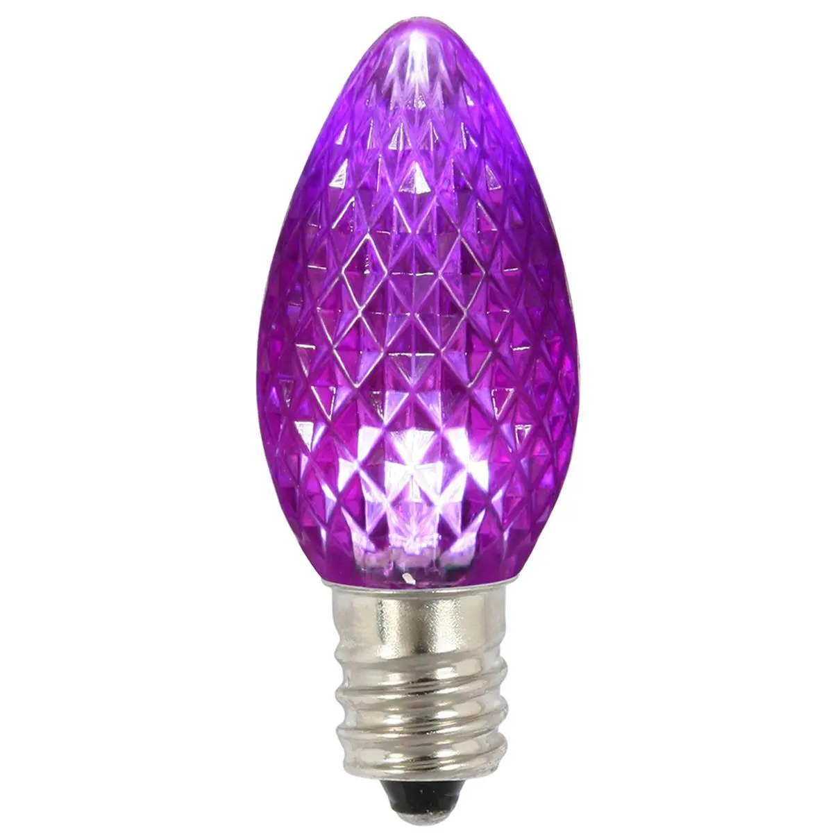 Vickerman C7-E12 Faceted Single Color LED Purple Twinkle Replacement Bulbs - 25 per Bag, Festive Christmas Decorative LED Lights