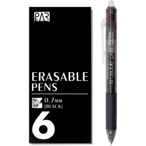Retractable Erasable Gel Pens Clicker, Fine Point, Make Mistake Disappear, Black Ink for Note Taking and Crossword Puzzles, 6-Pack
