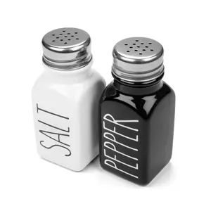 Heartland Home | Salt and Pepper Shaker Set | White & Black Ceramic | Vintage Farmhouse Style | 2 Pack