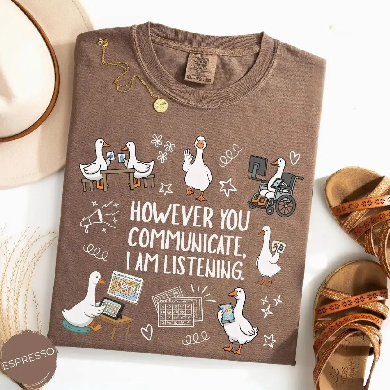 Comfort Colors SPED Teacher Goose T-Shirt, AAC Communication Graphic Tee, SLP Therapist Shirt, Special Education Inclusion Apparel, Comfort Colors Graphic Tee, Casual Outfit, Vintage Wash Shirt, Oversized Women’s Outfit, Apr 5