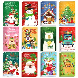 12 Pcs Mini Notepad Set with Festive Designs, Christmas Party Favor Notebooks, Small Journal for Stocking Stuffers, Office Gifts & School Christmas Gfit