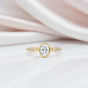 1.12 Ct Oval Cut Diamond Option Bezel Setting Engagement Ring