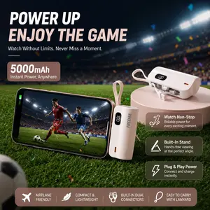 5000mah Portable Power Bank, Mini USB Type-C Charger, Digital Display, Hidden Stand, Ideal for iPhone 15/16, Samsung, Xiaomi, Outdoor Use, Compact