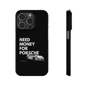 Black White Need Money For PORSCHE 911 GT3 RS  CASES, iPhone 15 14 13 12 11 X Xr, Samsung S21 S22 Phone Case