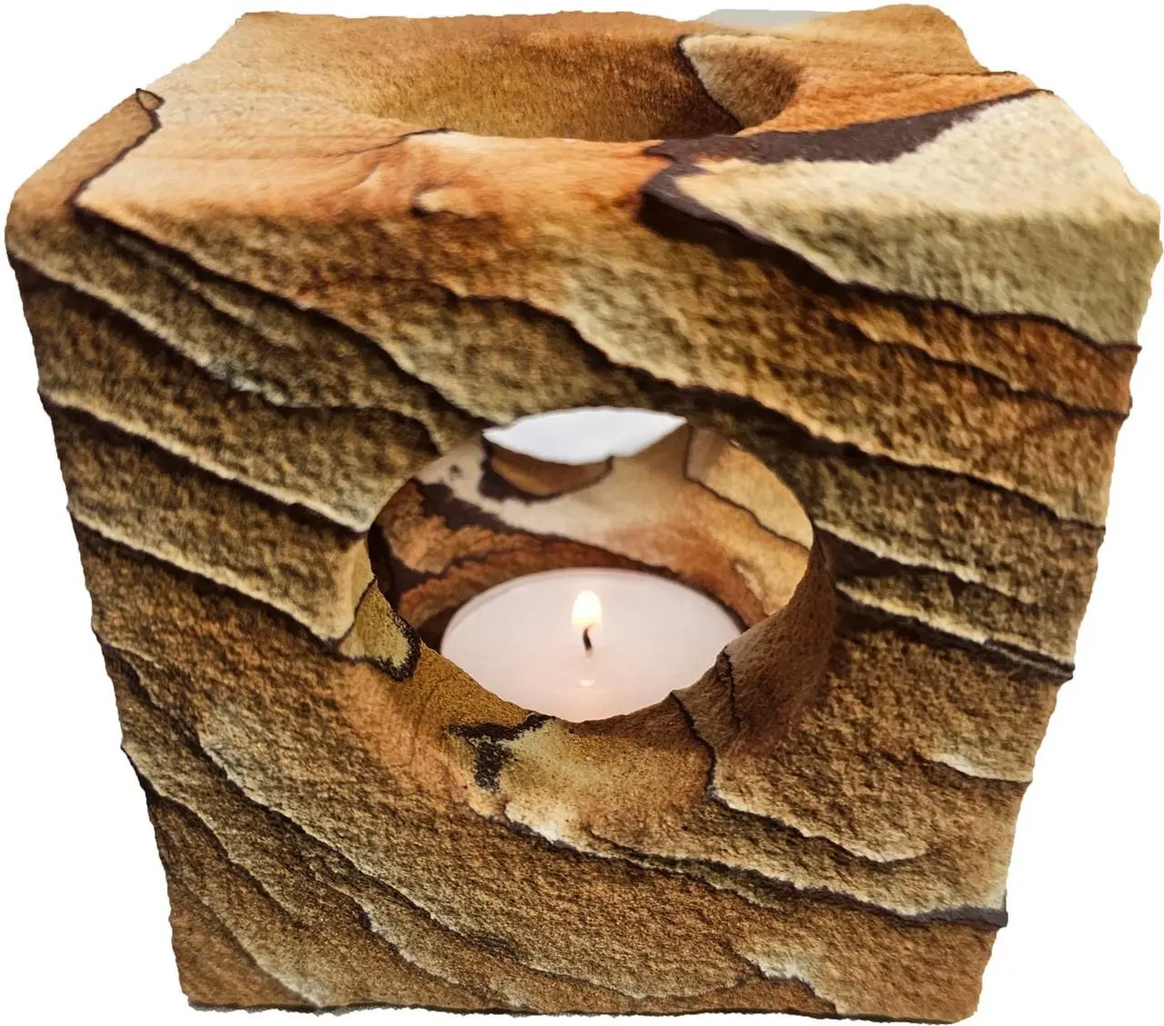 Cubic / Box Arizona Sandstone Natural Rock Tea Light Candle Holder