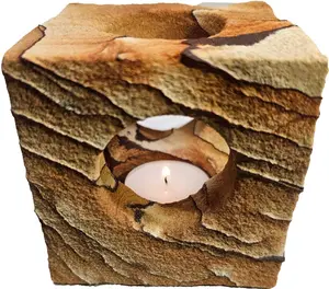 Cubic / Box Arizona Sandstone Natural Rock Tea Light Candle Holder