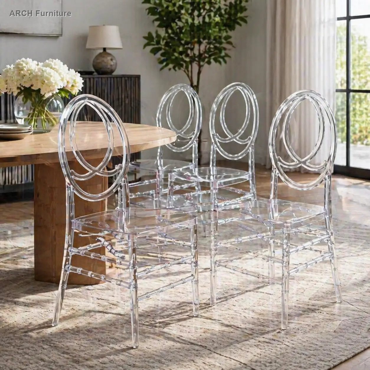 ARCH 4-Piece Plastic Seat Chairs Set for Weddings, Dining, Dining Chairs, Four-Pieces