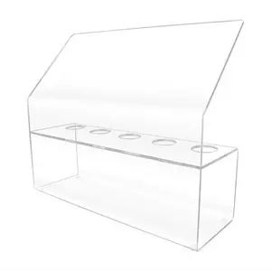 Ice Cream Cone Holder 5 Slot Clear Acrylic Countertop Dessert Display with Slanted Sneeze Guard for Parties Weddings and Catered Events by 321 Plastics