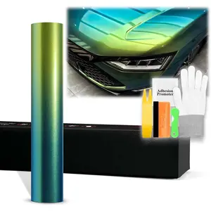 20"x60" (1.6FTx5FT) PET Galaxy Dust Gloss Spring Green Chameleon Metallic Color Shift Color Change Vinyl  Auto Car Sticker Decal Film Sheet Bubble Free Air Release Technology with Tool Kit