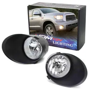 iJDMTOY Complete Set Fog Lights w/ H10 Halogen Bulbs, Foglamp Garnish Covers, On/Off Switch and Wiring Harness For 2007-2013 Toyota Tundra