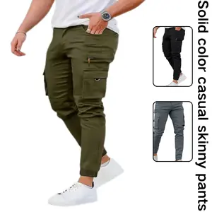 Multiple Pocket Work Pants Durable Polyester Material Versatile Design Comfortable Fit for Tradespeople Mechanics Beige Black Plain Trouser