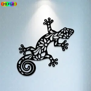 1pc Gecko Metal Wall Art, Intricate Gecko Statue Mural, Ideal Gift for New Year, Easter, Gecko Decor Enthusiasts, Weather-Resistant Metal Wall Decor Wall Sculptures, Perfect for Patio Wall & Garden Fence, Unique Outdoor Decor Accent