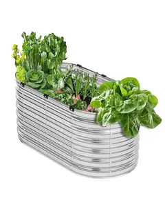 【DealsForYouDays】VEVOR Galvanized Metal Raised Garden Bed4x2x2 ft Silver Elevated Planting Box with Open BottomOutdoor Planting Boxes for VegetablesFlowersHerbsSucculent Planter PotsPlanters for Outside, Elevated Planting Boxes