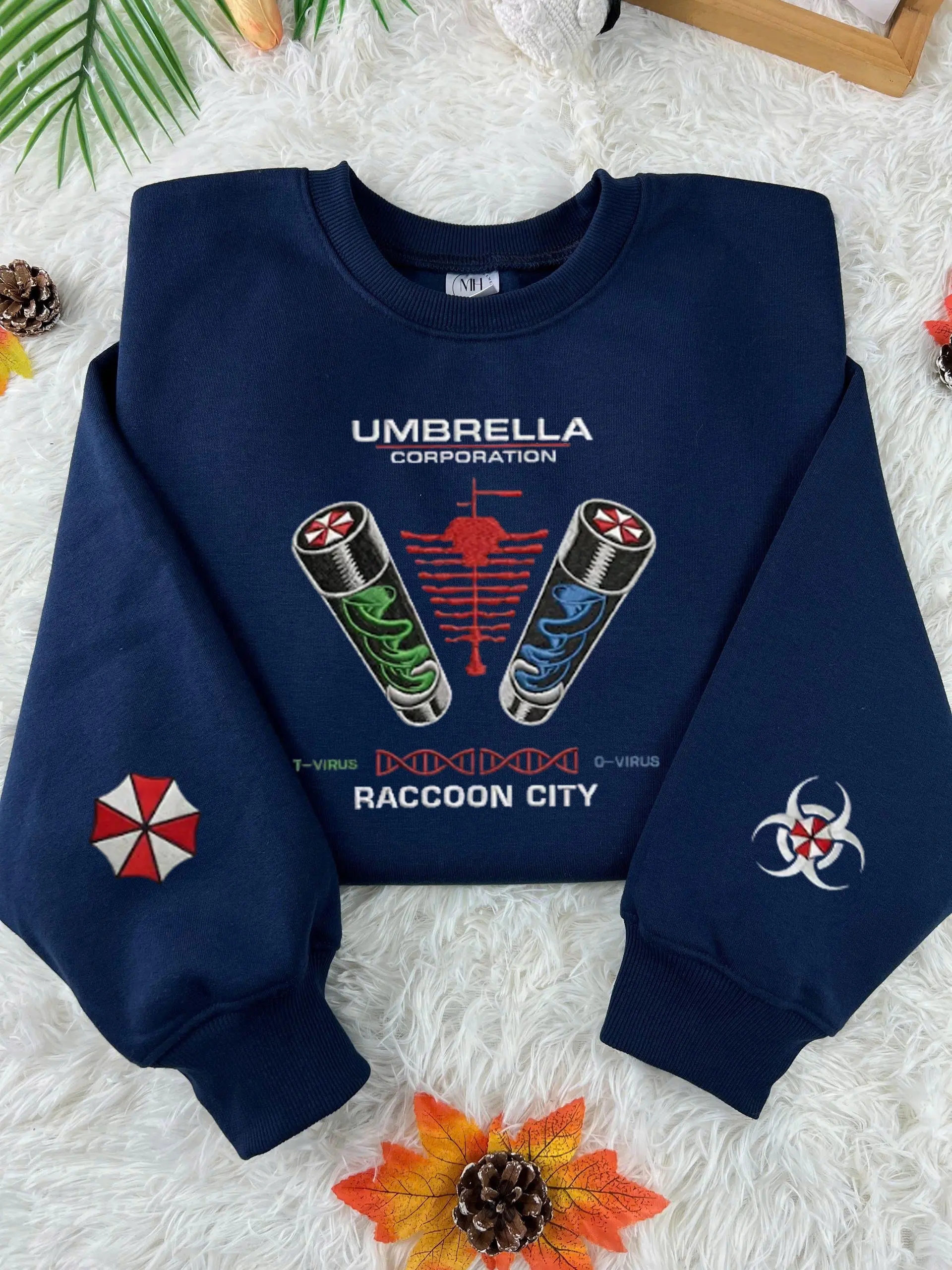 Resident Evil Biohazard Sweatshirt, T-Virus & G-Virus Umbrella Corp Embroidered Hoodie, Raccoon City Gaming Apparel Gift.