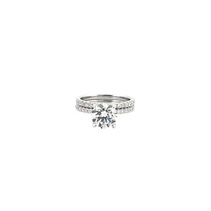 14K Gold 3.00 Carat Lab Grown Round Diamond Eternity Engagement Set