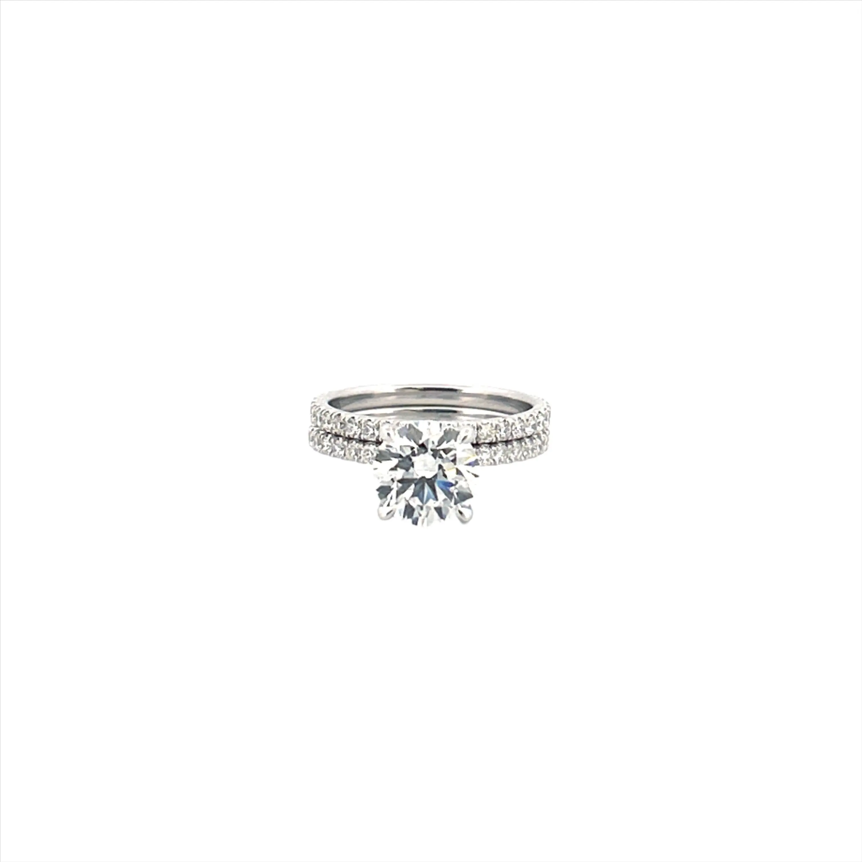 14K Gold 3.00 Carat Lab Grown Round Diamond Eternity Engagement Set