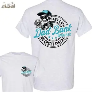 Funny Dad Bank T-Shirt , Skull Graphic with "Dad Bank Fast Cash No Credit Checks Open 24/7" Quote Design , Perfect for Fathers and Dad Humor Lovers , Unisex Casual Tee , Father's Day Gift