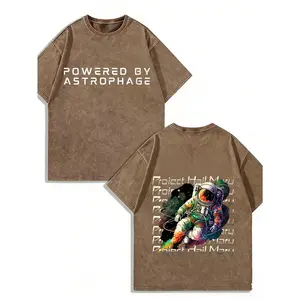 100 Percent Cotton Vintage Black T-Shirt With Astronaut And Project Hail Mary Text Design For Summer Wear Fashionable Street Retro Style