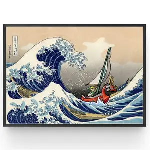 [SALE UP TO 50% - UNFRAMED] Legend of Zelda Windwaker The Great Wave off Kanagawa Poster Altered Art Video Games Bedroom Wall Ideas Birthday Gifts under- Complimentary Delivery