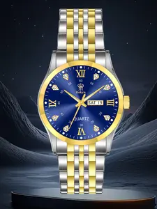 Rokyn Men's Elite Business Watch, Waterproof Night Glow, Diamond Inlaid, Roman Numerals, Fashion Quartz Watch, Birthday Gift, Stylish Gift