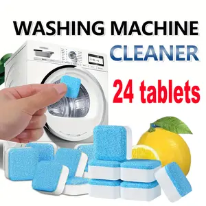 24 pieces of washing machine cleaner descaling agent, deep cleaning tablets-suitable for HE front-loading and top-loading washing machines Household