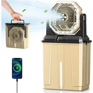 Portable Misting Fan, 24000mAh Camping Fan with 8L Bucket, 12Hrs Mist Rechargeable Fans, 60?Hrs Cooling   Fans with 2  Modes, 3 Winds, 68LED Lights for Outdoor Garden, Worksites