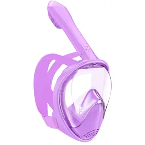 1pcs/purple Kids Full Face Snorkeling Mask with Camera Holder - Anti-Fog & Leak-Proof snorkeling gear, Large Panoramic Vision (180° View), Soft Cushioned Seal - for Boys & Girls Ages 3-14 Years - Swimming, snorkeling, scuba Snorkel Mask