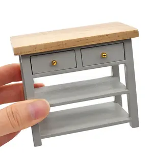 DIY Dollhouse Miniature Wooden Side Table with 2 Drawers and Open Shelf Multicolor Micro Furniture for Teens Adults 14 Plus Durable Storage Organizer Christmas New Year Gift