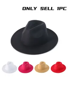 1PC classic wide-brimmed felt baseball cap for both women and men, a Premium hat, a retro Panama hat, an elegant party dress hat. Available in multiple colors, suitable for daily dancing occasions and weddings.