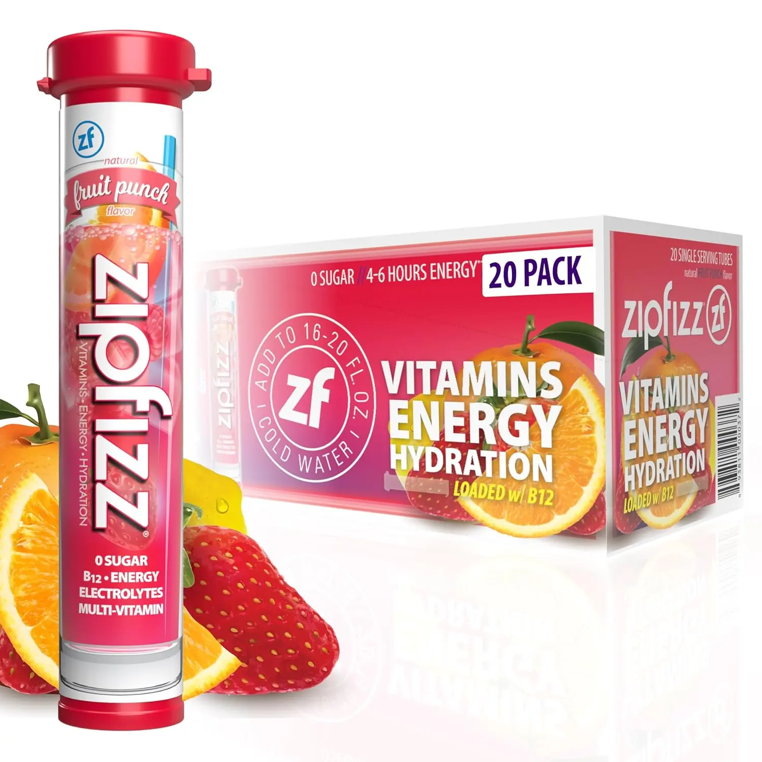 Daily Energy Drink Powder, Fruit Punch, 20 Pack 3-in-1 Sustained Energy, Rapid Hydration, and Essential Vitamins Sugar-Free Electrolyte Powder Contains Vitamin B-12 & Antioxidants