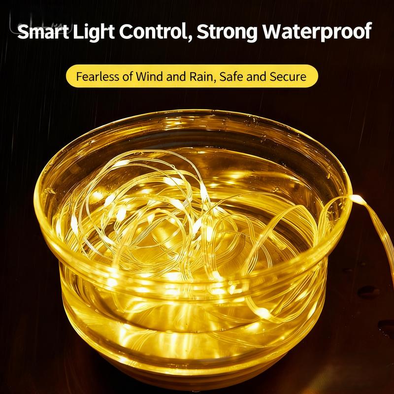 IP68 Solar Rope String Lights Outdoor with Remote, 10M 300LED Warm White Fairy Lights, 3-Wire Flat Cable, Timer Function, Solar-Powered Decorative Lights for Garden Patio Porch Pool