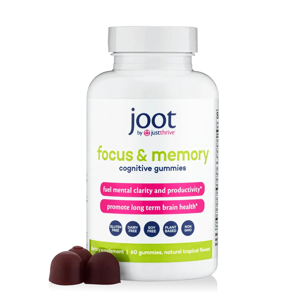 Just Thrive Focus and Memory Gummies, Sharpen Focus, Banish Brain Fog, Improve Memory, 60 Gummies - 1 Pack Fitness Supplement Healthcare Dietary