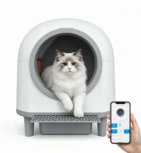 Self‑Cleaning Smart   , Automatic Kitty Toilet with App Remote Control, Infrared Safety Protection, Odor Sealed Enclosed Design, Anti‑Pinch Auto  Waste Disposal System for Indoor