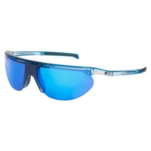 POPTICALS, POPTRAIL, Polarized Sunglasses, Gloss Blue/Crystal Frame, Gray Lens, Blue Mirror, Small Fit