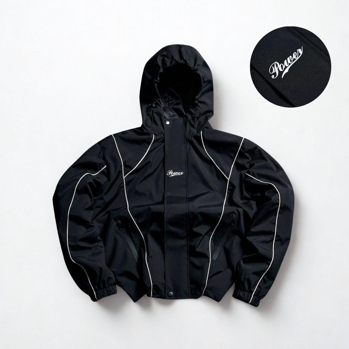 Men’s American high-street windbreaker jacket with letter print, hooded casual outerwear from a trendy brand