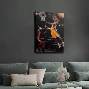 Framed Classic Basketball Dunk Canvas Print - Suitable for Living Room, Bedroom, and Office Wall Art| Waterproof, unique sports-themed poster| Perfect gift choice with multiple options available
