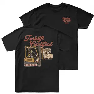 Workman Forklift Certified T Shirt 2 Sides, Vintage Forklift Operator Graphic Tee, Warehouse Equipment Driver Design, Soft Cotton Blend Tee, Gift for Forklift Drivers & Warehouse Workers