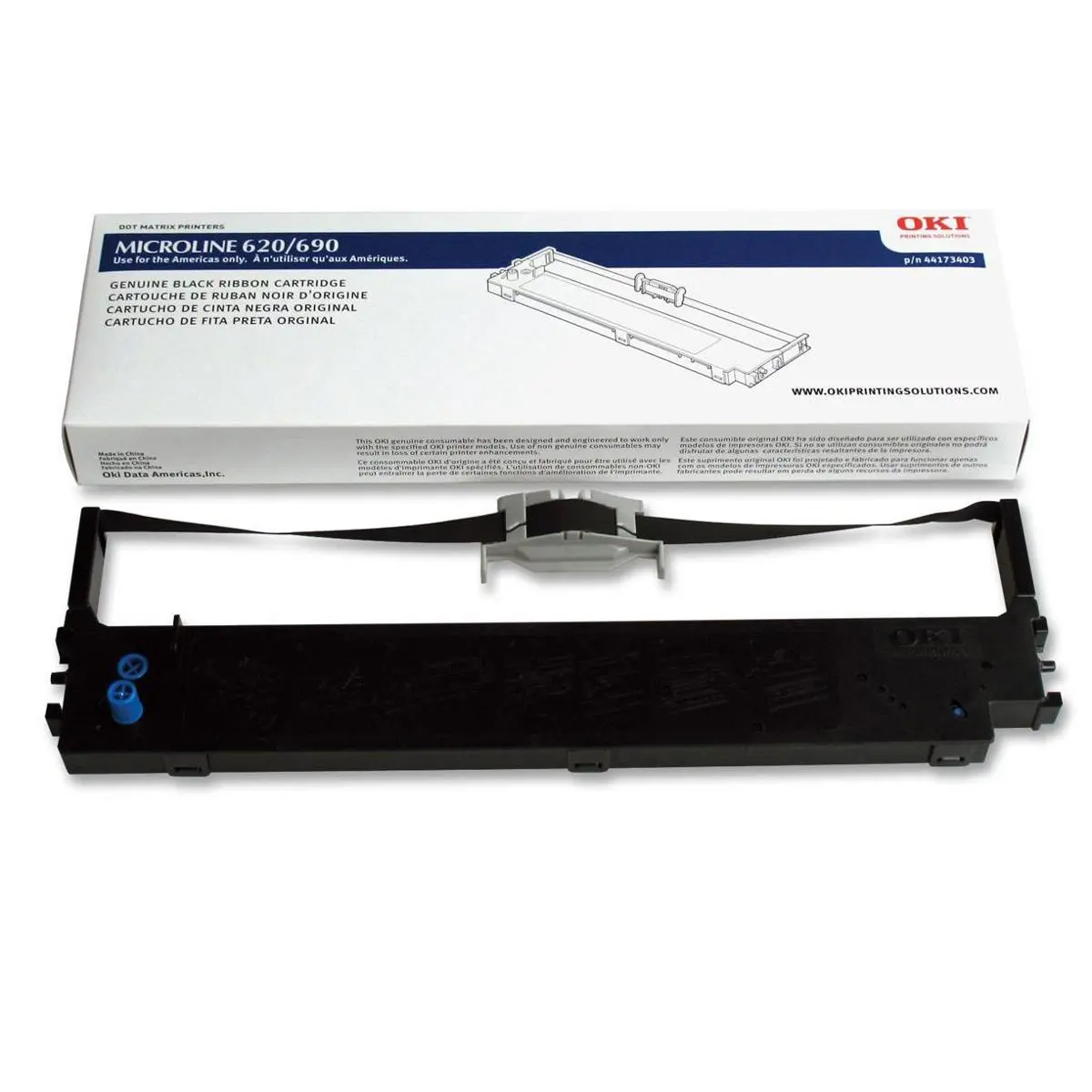 OKI Data 44173403 Nylon Ribbon Cartridge for MicroLine 620, 690 Printers, 8 Million Characters Yield, Black