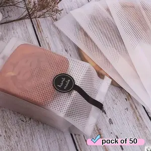 50pcs Matte Polka Dot Cookie Packaging Bags, Food Grade Self-Seal Bread Bags, Baking Supplies for Bakery Products